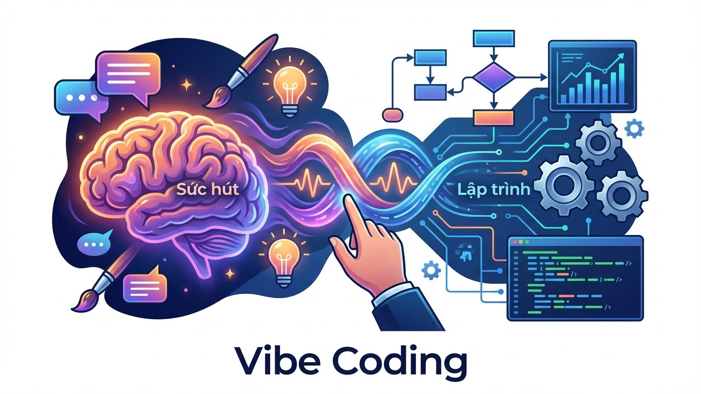 Vibe Coding: Nơi sáng tạo (Vibe) và logic hệ thống (Coding) hòa quyện, định hình tương lai marketing.