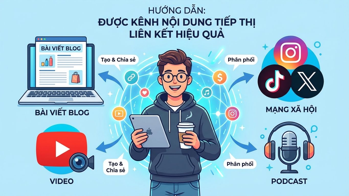 Đa dạng hóa kênh nội dung để tối đa hóa tiếp thị liên kết.
