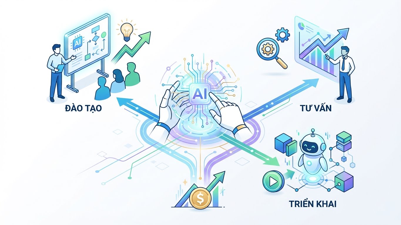 Khám phá 3 con đường vàng để biến kỹ năng AI của bạn thành thu nhập: Đào tạo, Tư vấn và Triển khai. Bạn sẵn sàng chọn con đường nào?