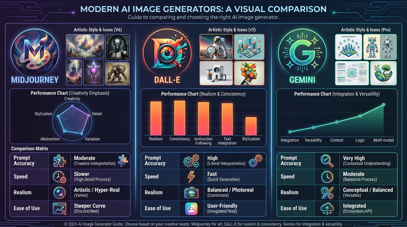 So sánh Midjourney vs DALL-E vs Gemini tạo hình ảnh AI 2026