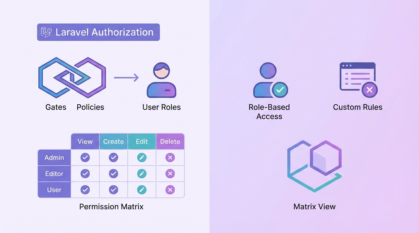 Laravel Policies and Gates authorization illustration