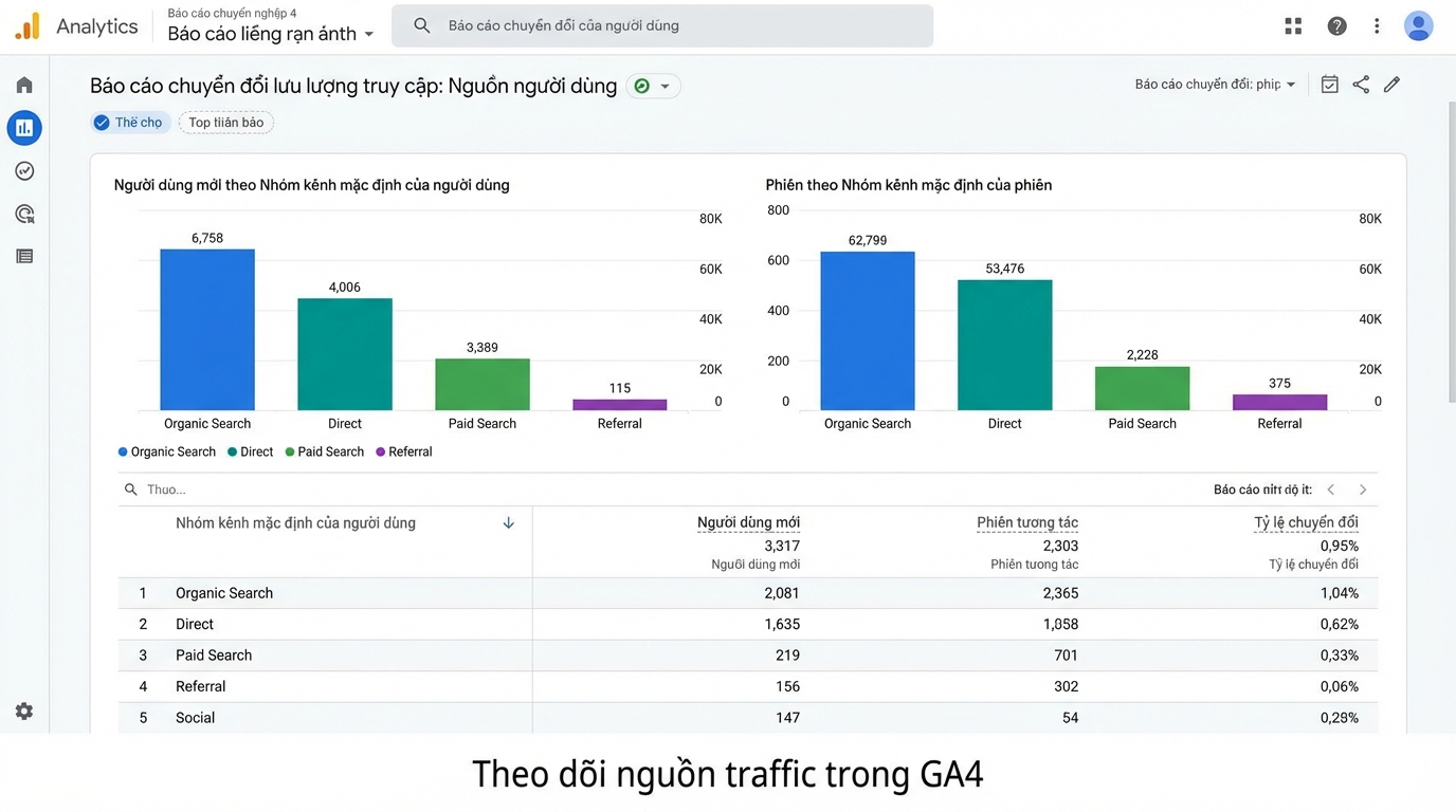 Báo cáo nguồn traffic trong GA4