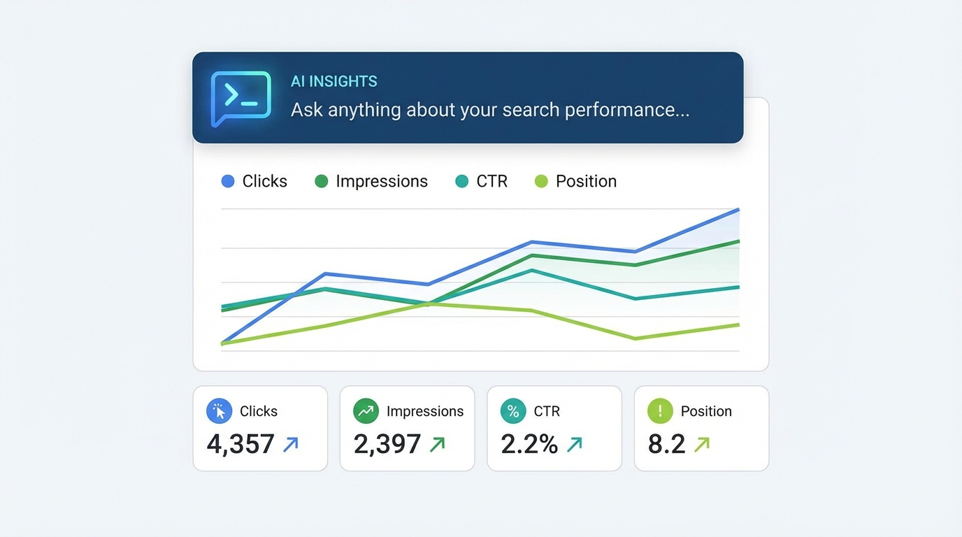 Search Console AI-powered configuration 2026 trên dashboard SEO