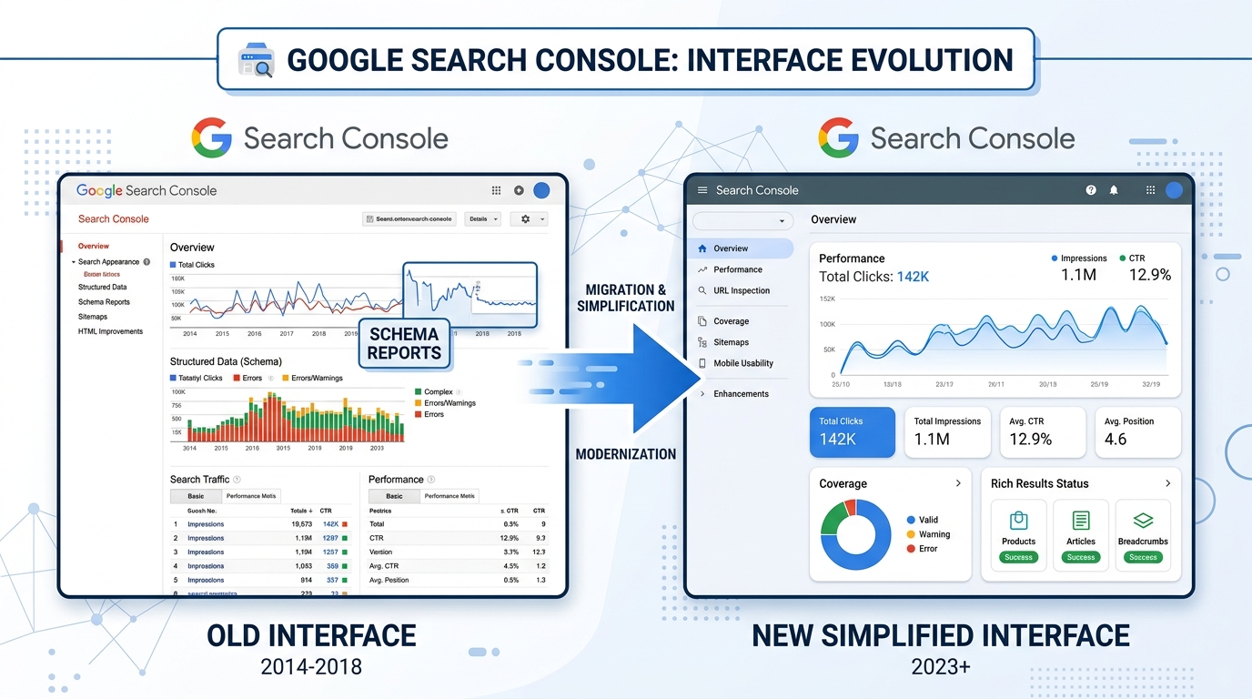 Giao diện Search Console mới sau khi loại bỏ structured data report Search Console