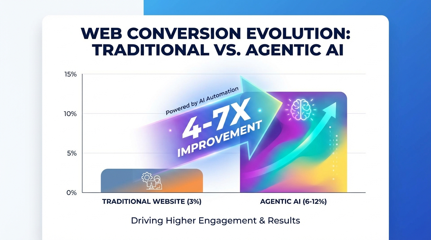 Biểu đồ so sánh conversion rate truyền thống vs agentic AI