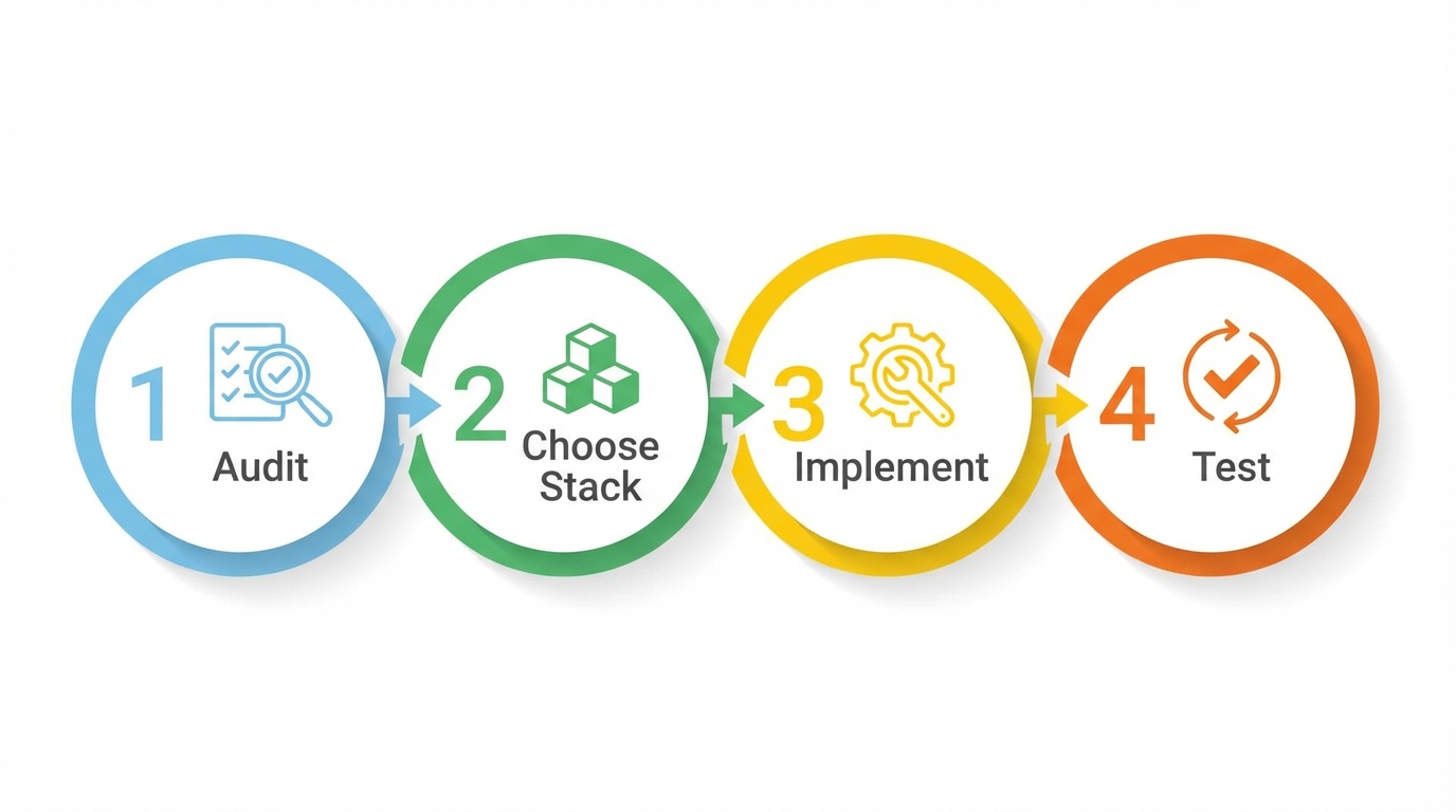 Infographic 4 bước triển khai website agentic