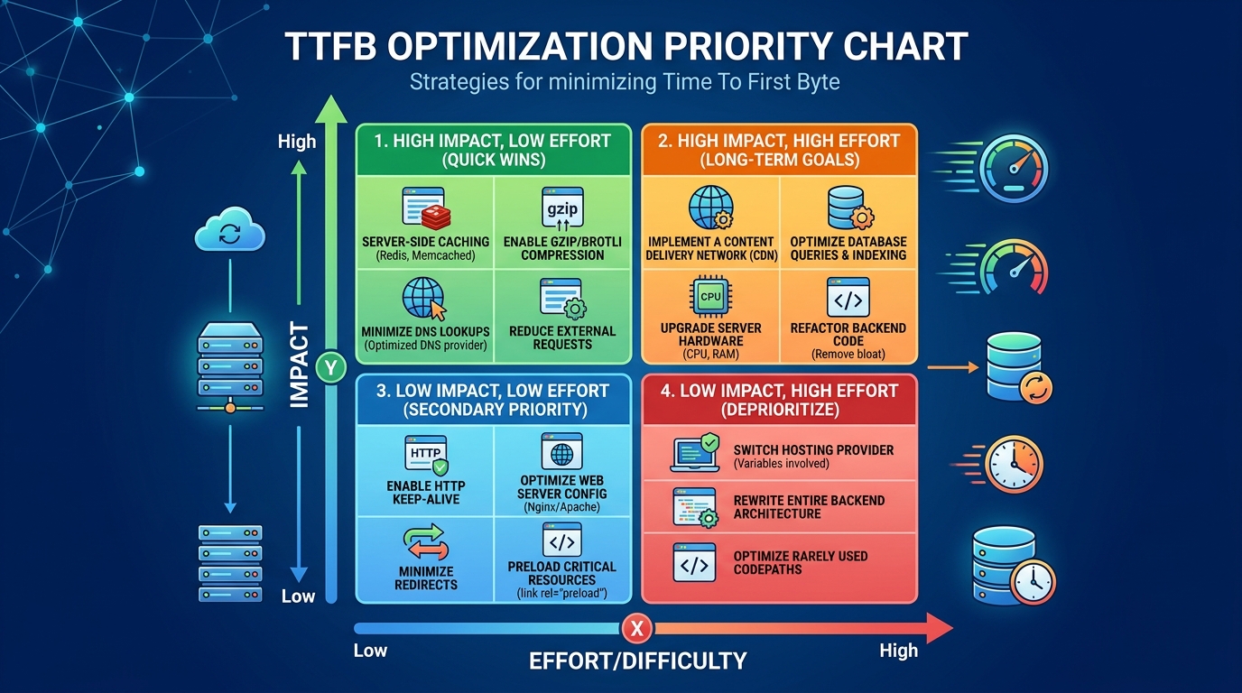 Biểu đồ ưu tiên tối ưu TTFB WordPress