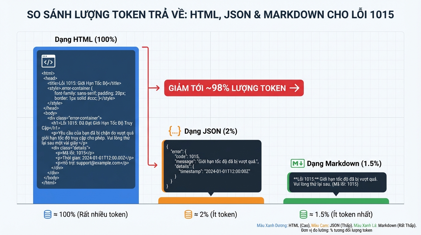 So sánh phản hồi lỗi HTML vs JSON vs Markdown