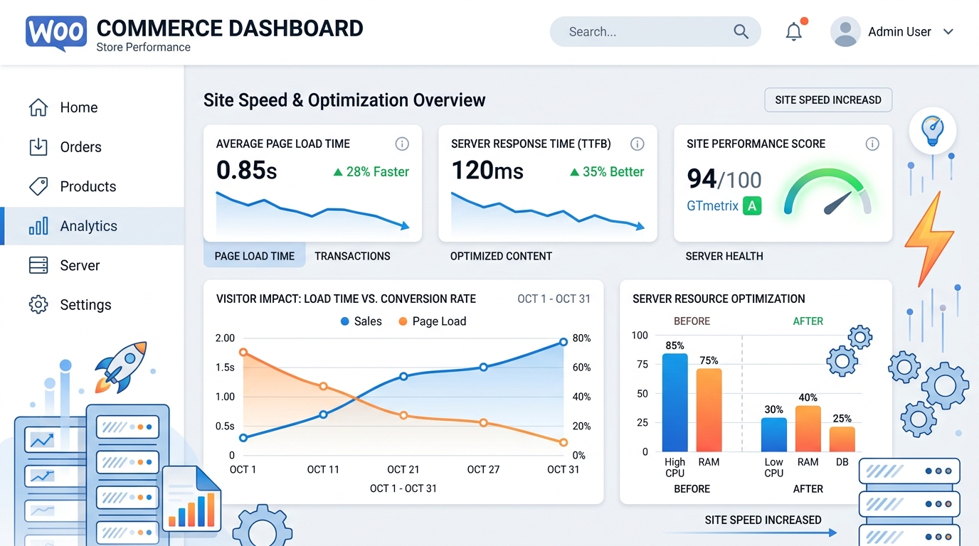 WooCommerce performance dashboard 10.5 với analytics tối ưu