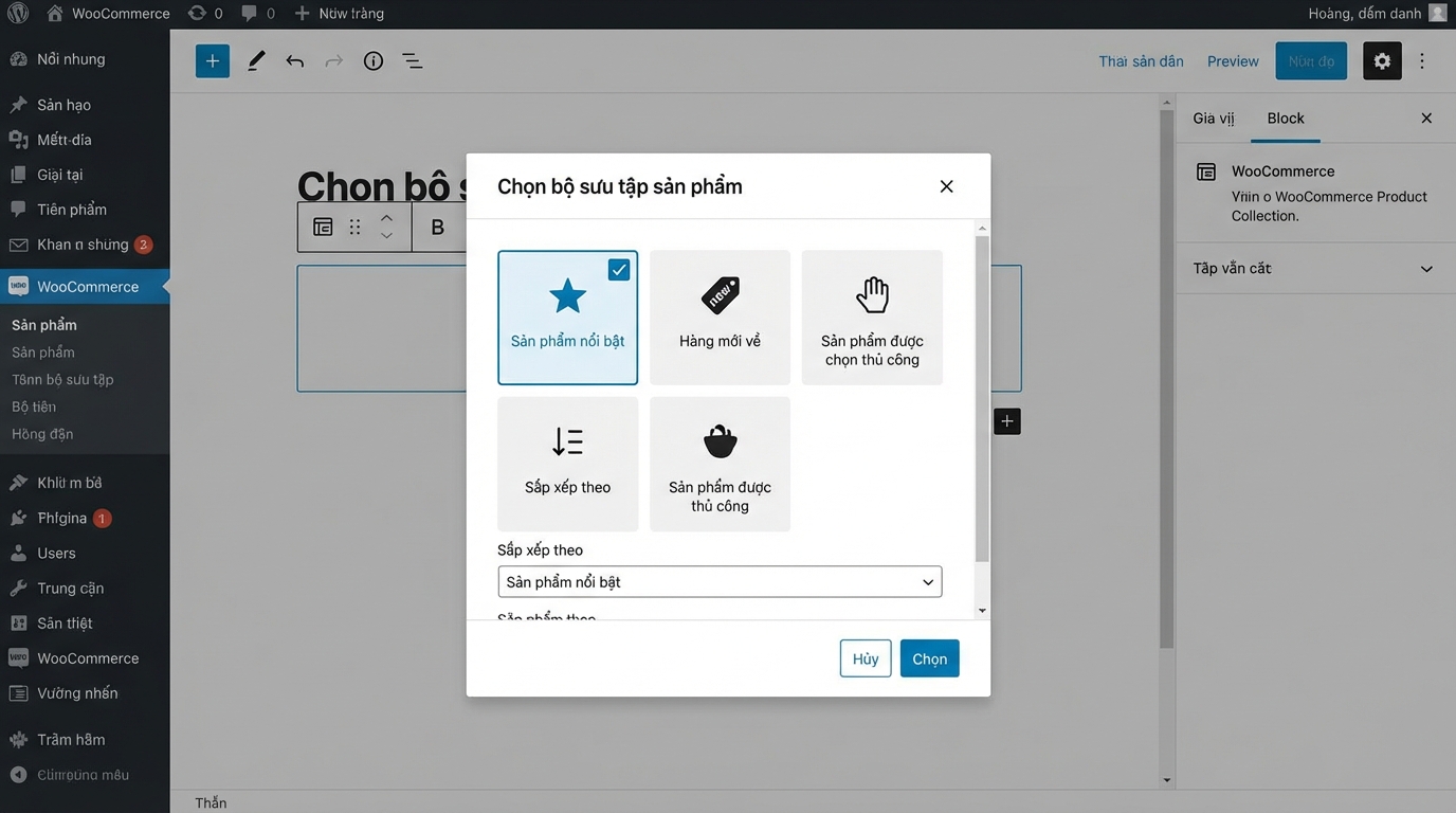 Giao diện Product Collection picker mới trong WooCommerce 10.6