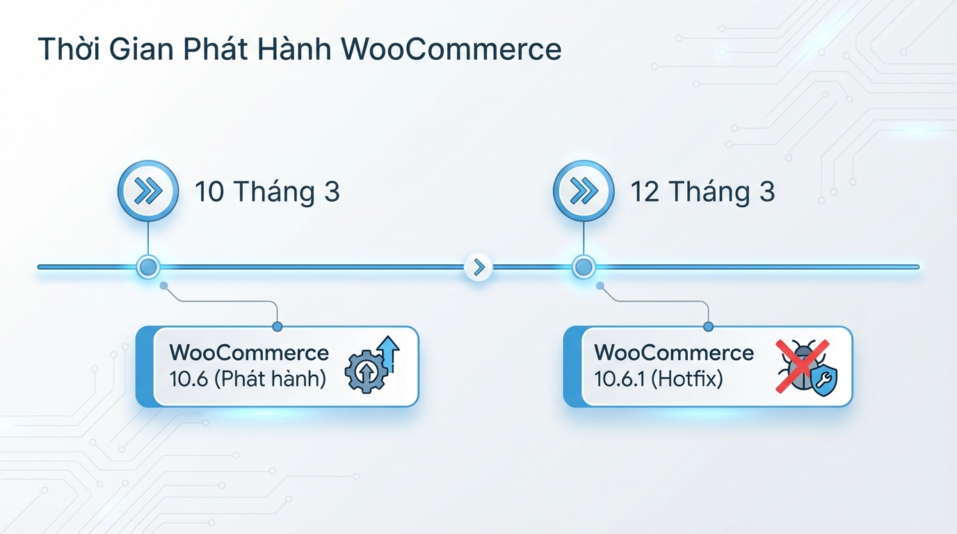 Timeline cập nhật WooCommerce 10.6 và 10.6.1