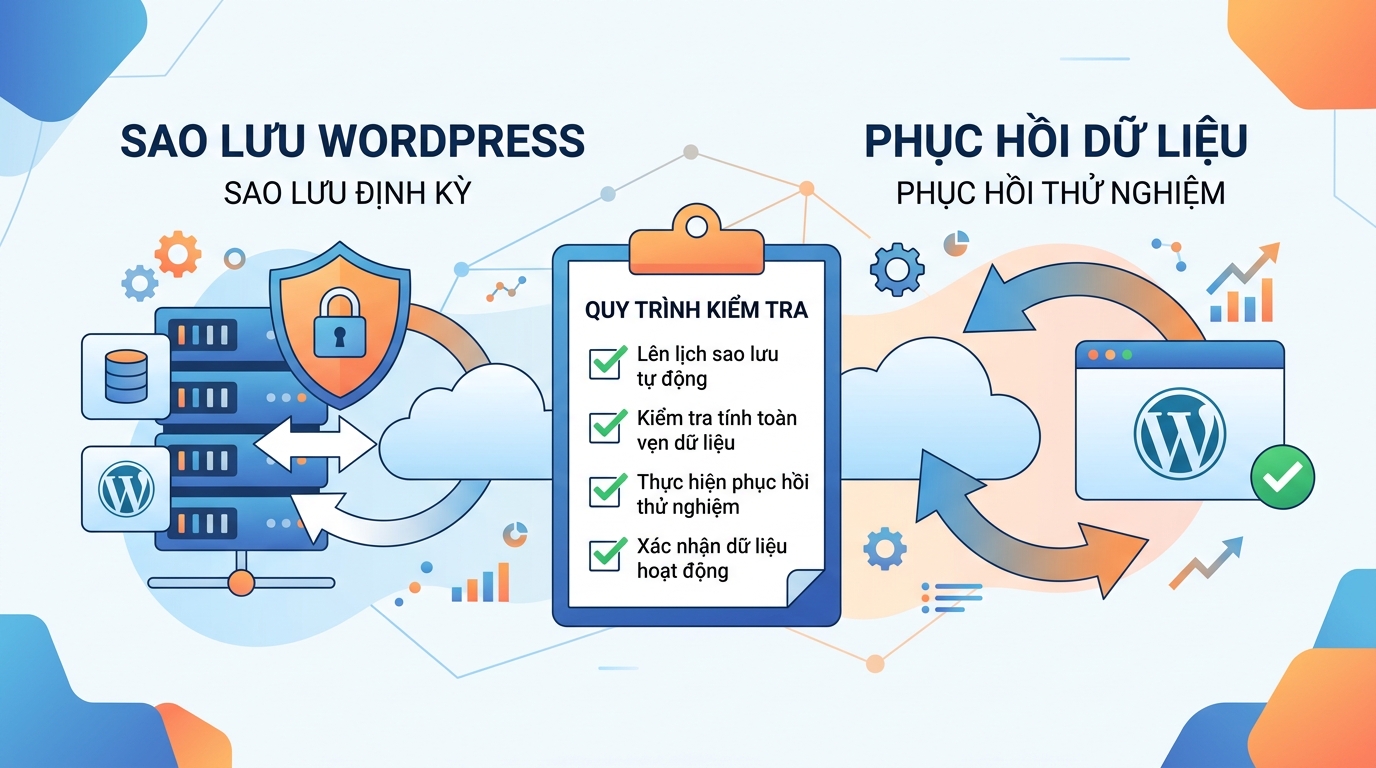 WordPress backup restore drill 2026 checklist khôi phục site khi lỗi update