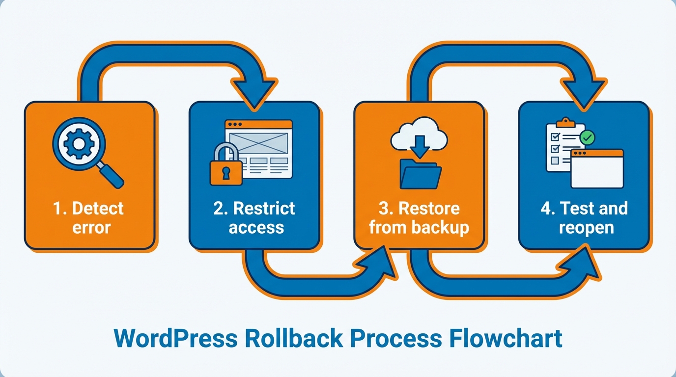 Sơ đồ quy trình rollback WordPress 4 bước