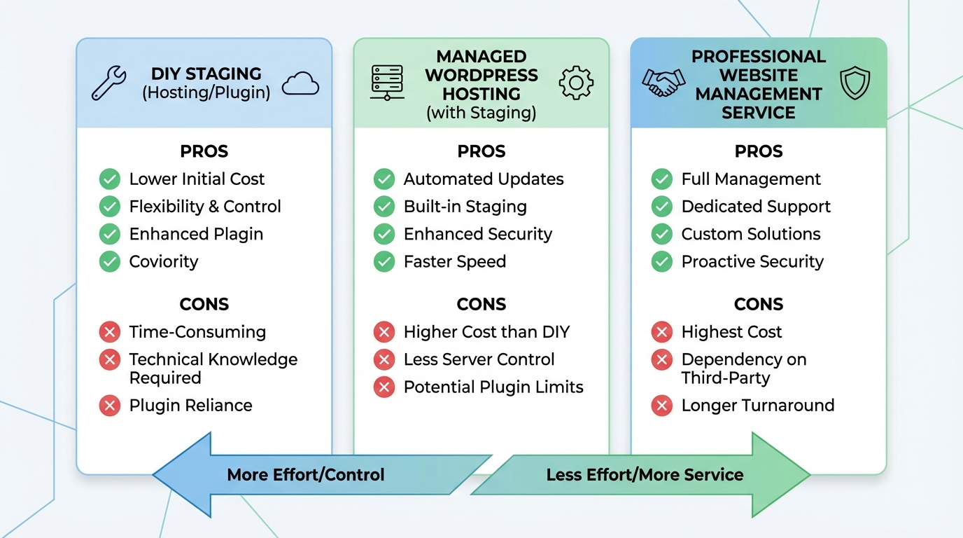So sánh 3 lựa chọn staging cho SME WordPress