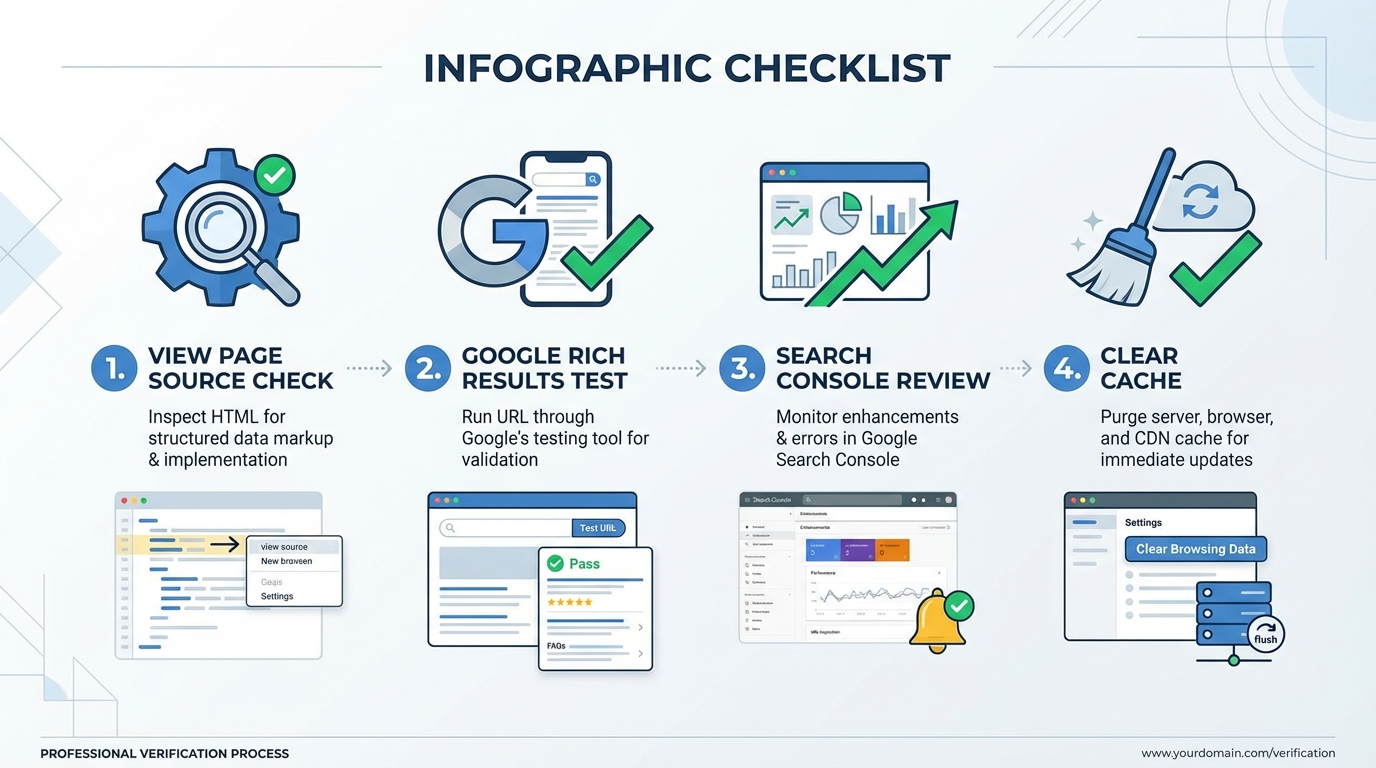 Checklist xác nhận 4 bước sau khi xóa schema WooCommerce