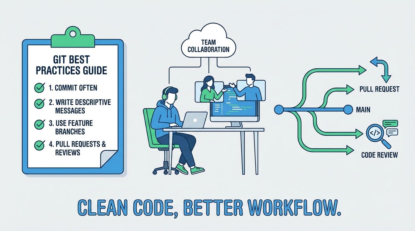 Hình ảnh minh họa các thực hành tốt khi sử dụng Git để tránh conflict