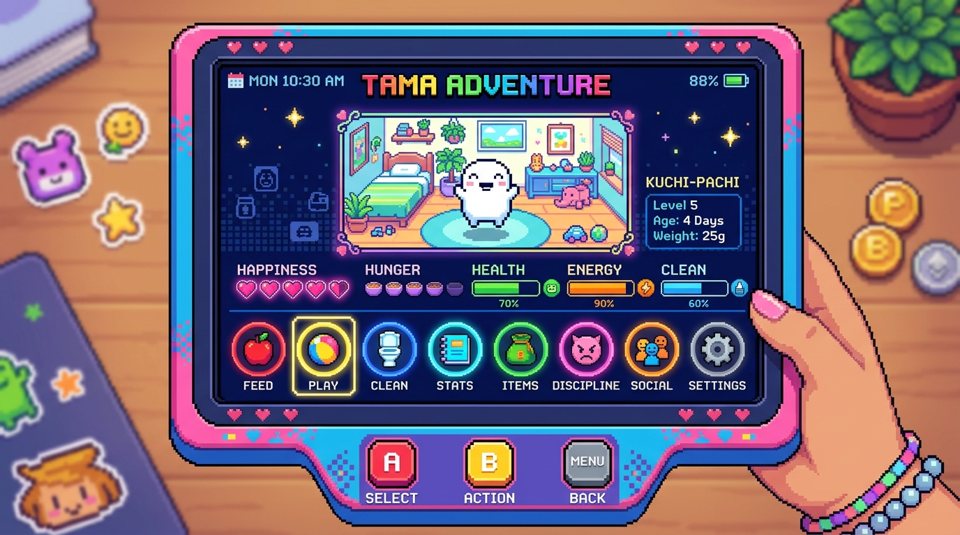 Buddy pet system concept with stats and gacha