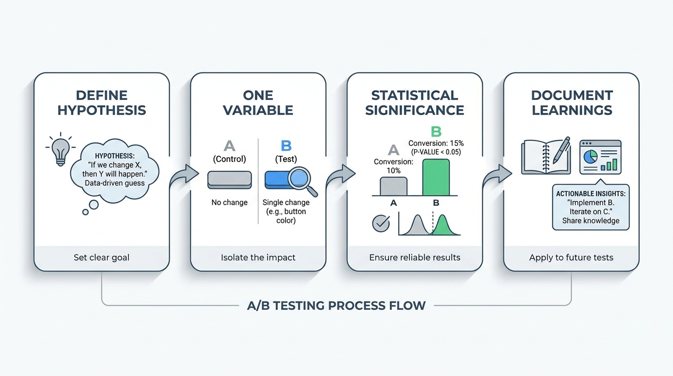Infographic quy trình A/B test