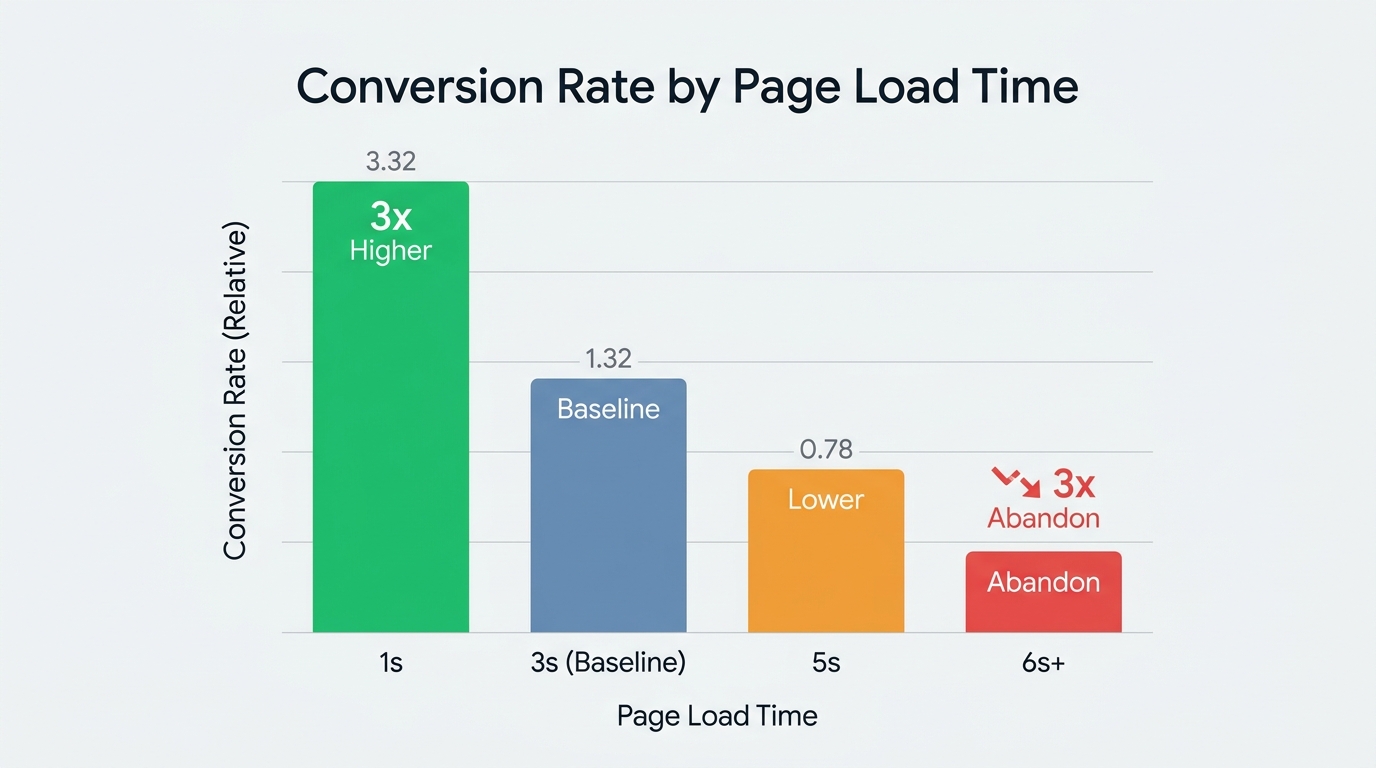 Biểu đồ mối quan hệ giữa page speed và conversion