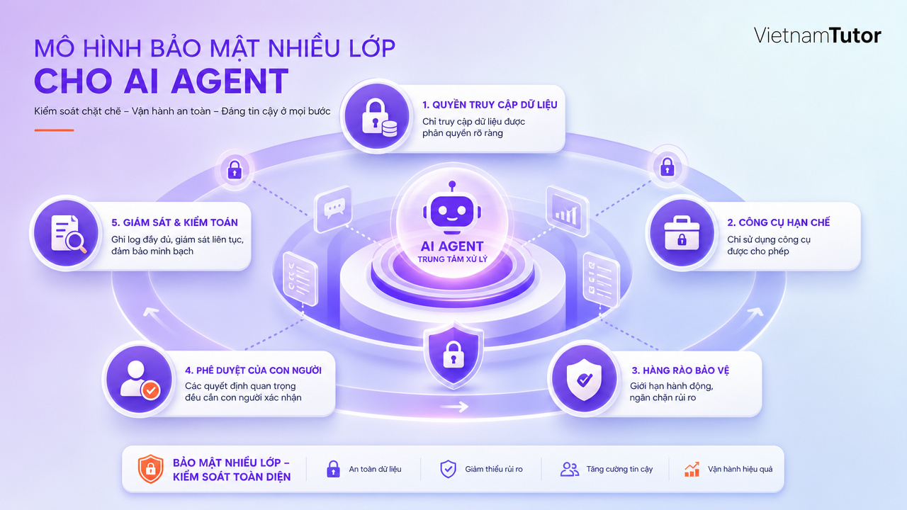 Năm lớp kiểm soát khi triển khai AI agent trong doanh nghiệp