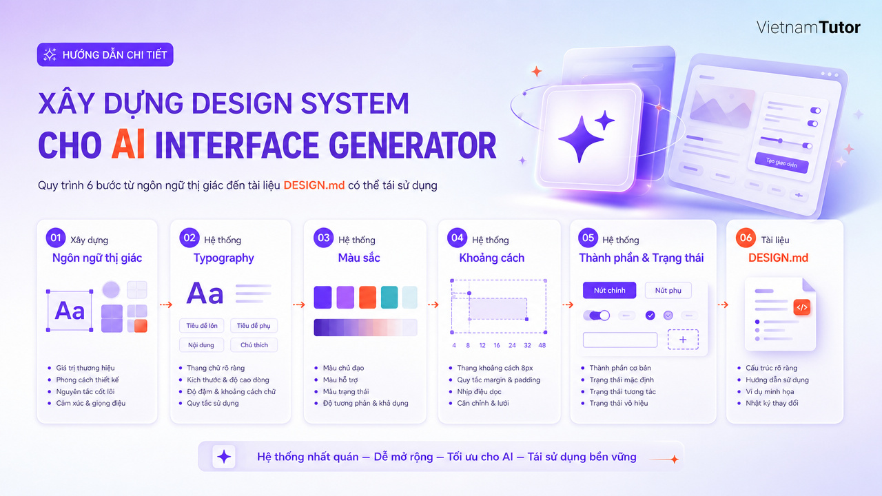 Design system cho Claude Design theo 6 bước thực hành