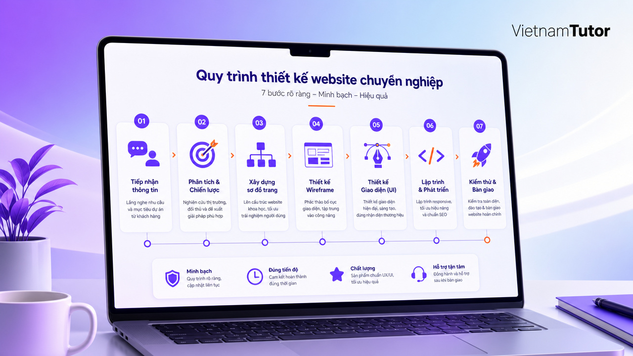 Quy trình thiết kế website từ brief đến bàn giao qua 7 bước