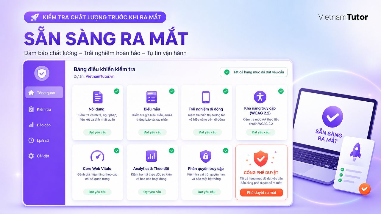 Checklist QA trong quy trình thiết kế website trước khi launch