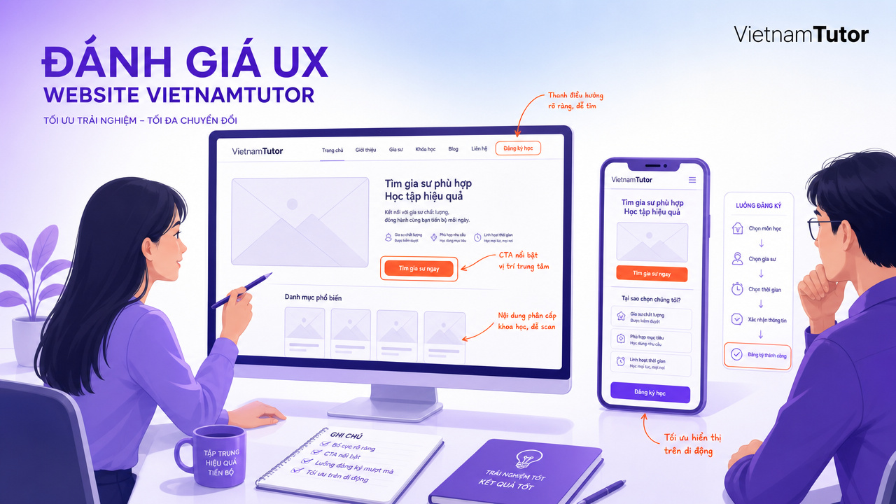 Buổi duyệt wireframe trong quy trình thiết kế website trên desktop và mobile