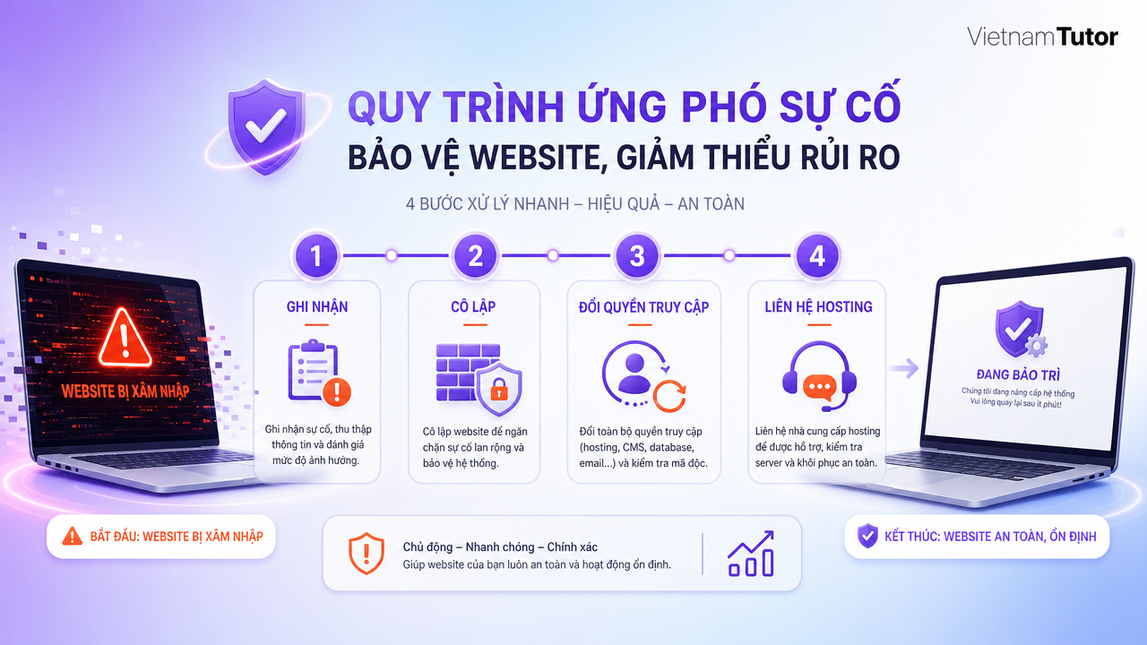 Timeline 30 phút đầu xử lý website bị hack