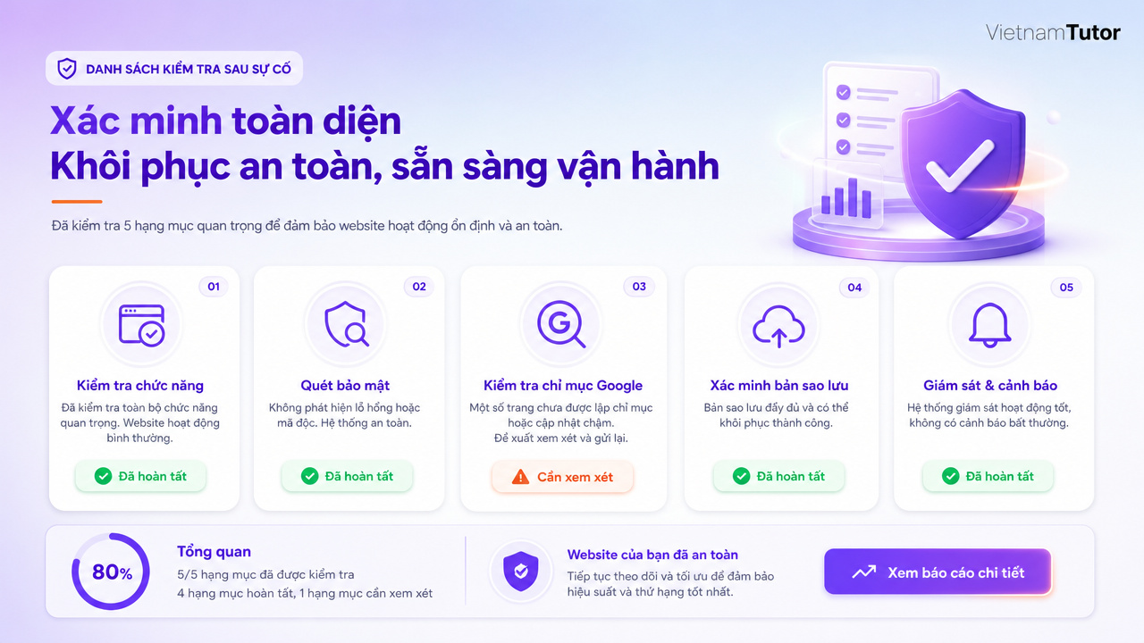 Checklist 24 giờ sau khi xử lý website bị hack