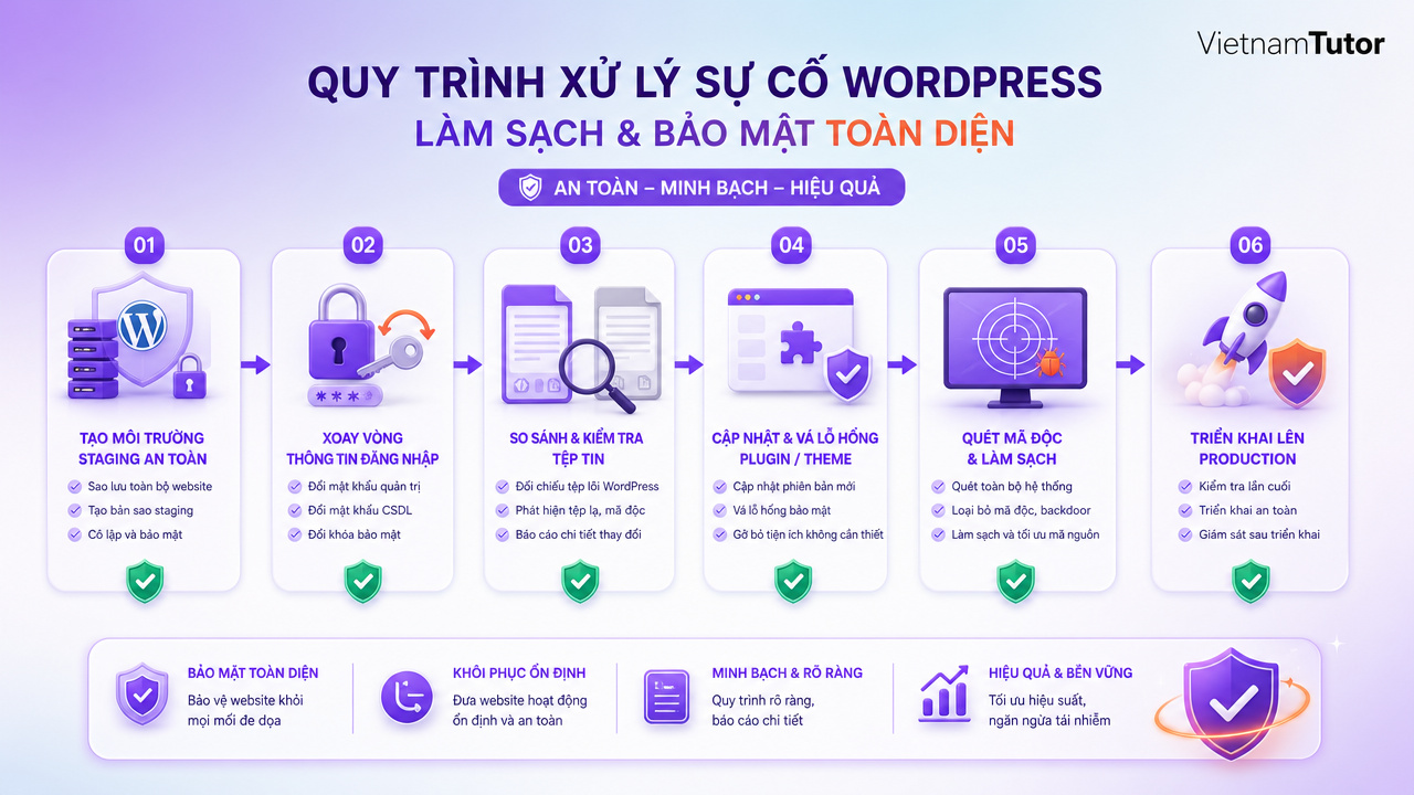 Quy trình làm sạch website bị hack và thu hồi quyền truy cập WordPress