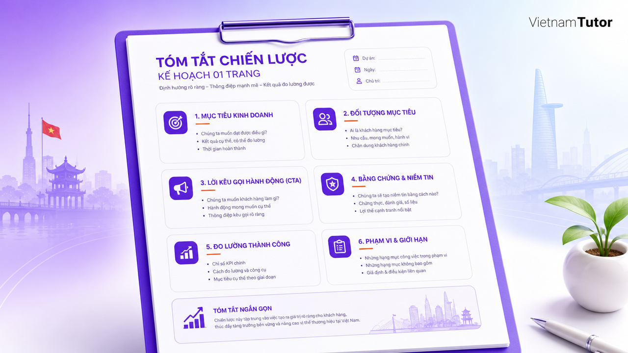 Mẫu brief chiến lược một trang cho website doanh nghiệp
