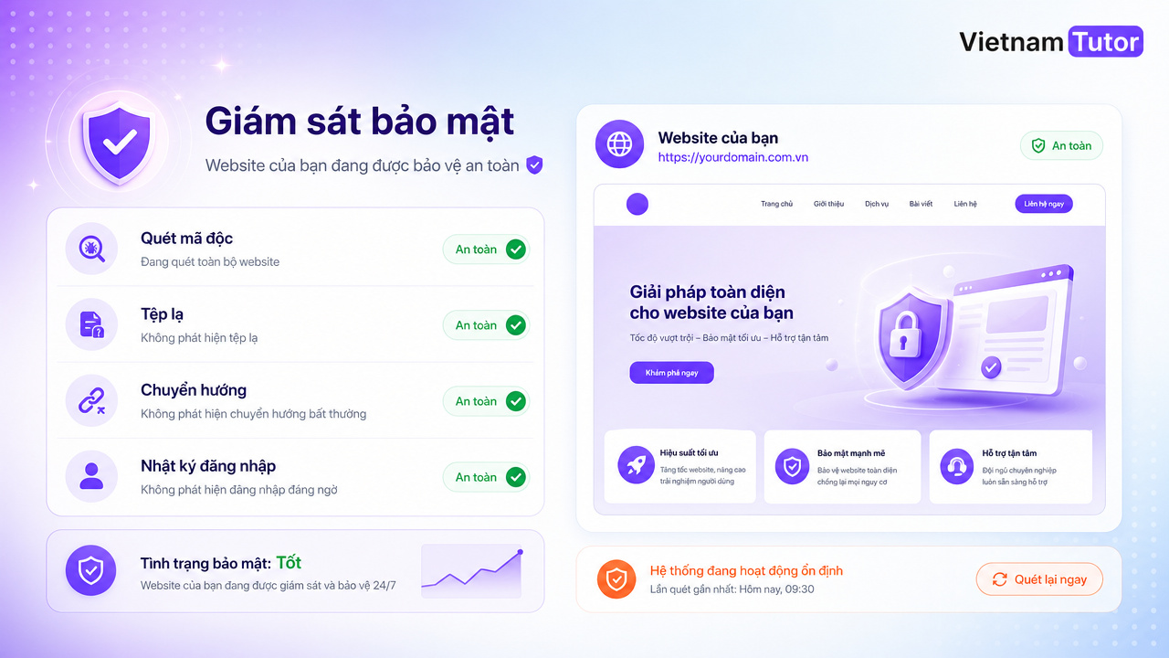 Scan malware và kiểm tra log bảo mật WordPress