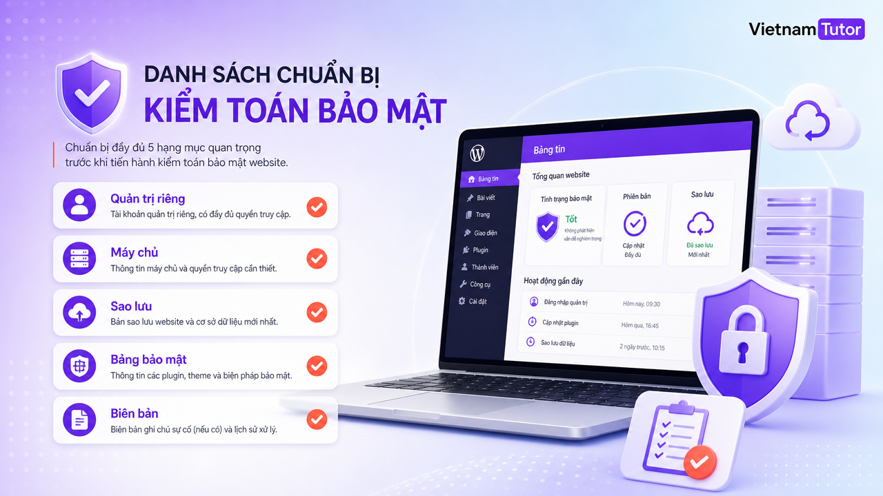 Danh sách chuẩn bị trước khi kiểm tra bảo mật WordPress