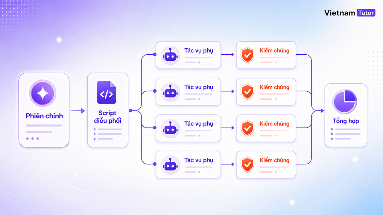 Sơ đồ runtime của Claude Code dynamic workflows điều phối nhiều subagents