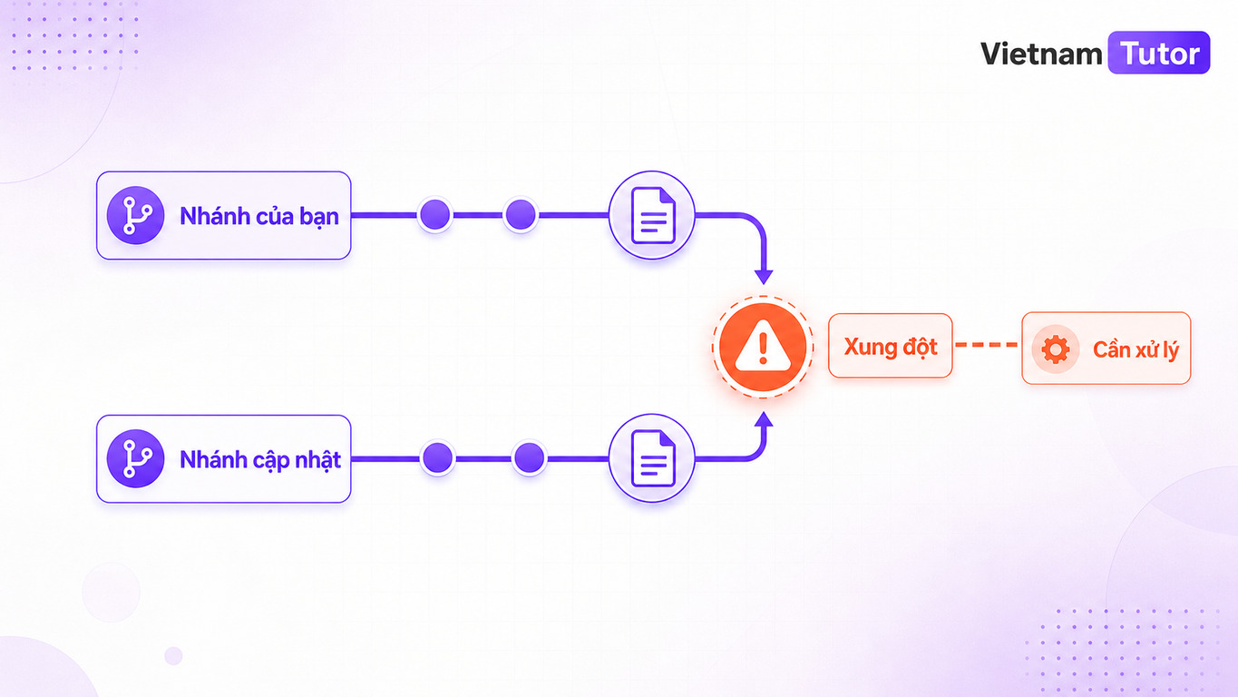 Trạng thái git pull bị conflict khi local và remote cùng sửa một file
