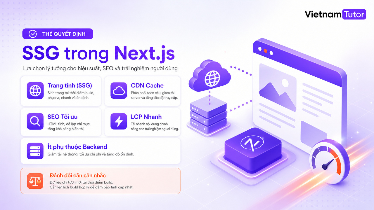 khi nào dùng SSG để tối ưu hiệu năng Next.js