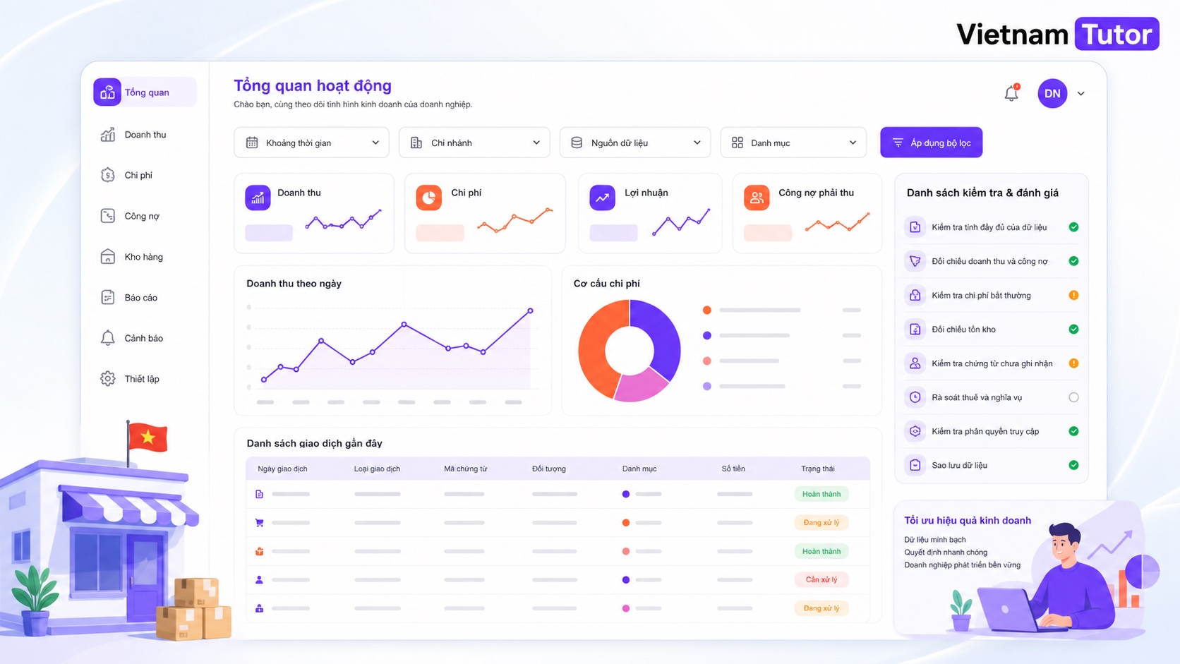 Dashboard prototype dùng dữ liệu mẫu trong workflow vibe coding