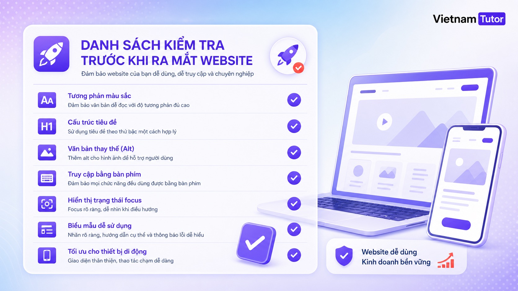 Checklist nghiệm thu website dễ tiếp cận trước khi bàn giao