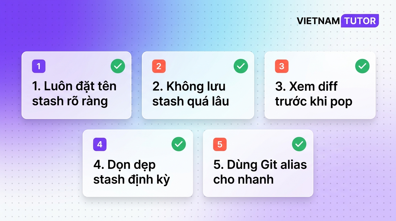 Best practices khi dùng git stash