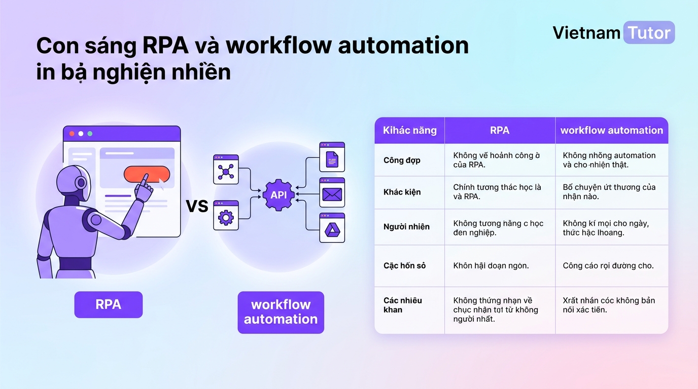 So sánh RPA vs workflow automation trong tự động hóa doanh nghiệp