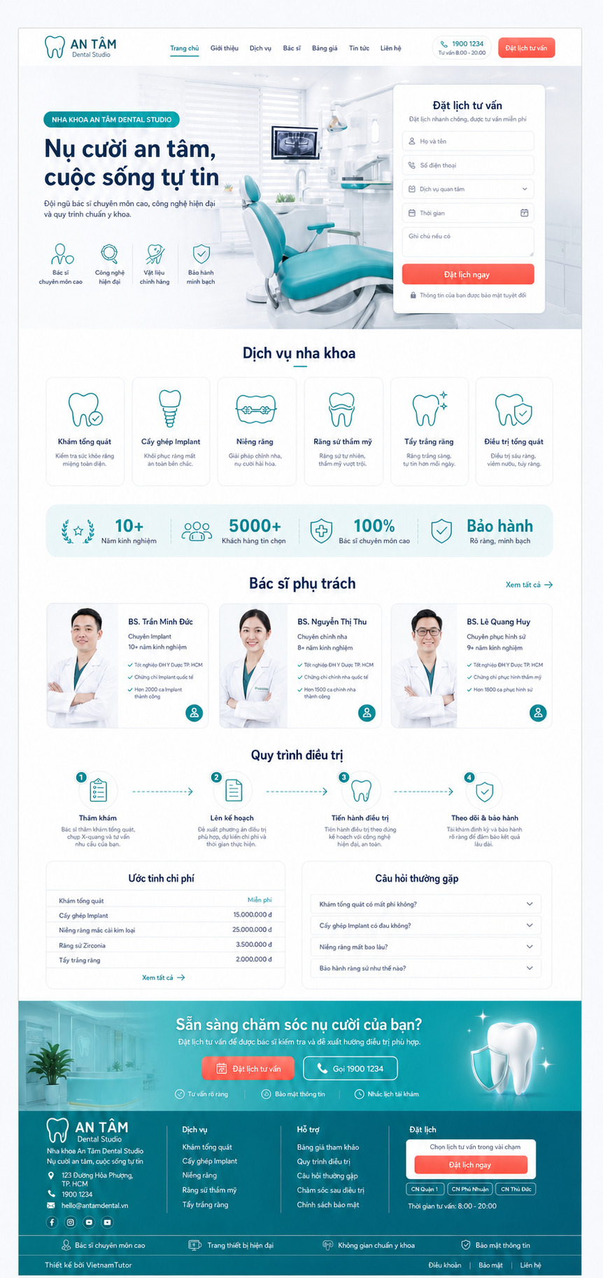 Mockup trang chủ website phòng khám nha khoa